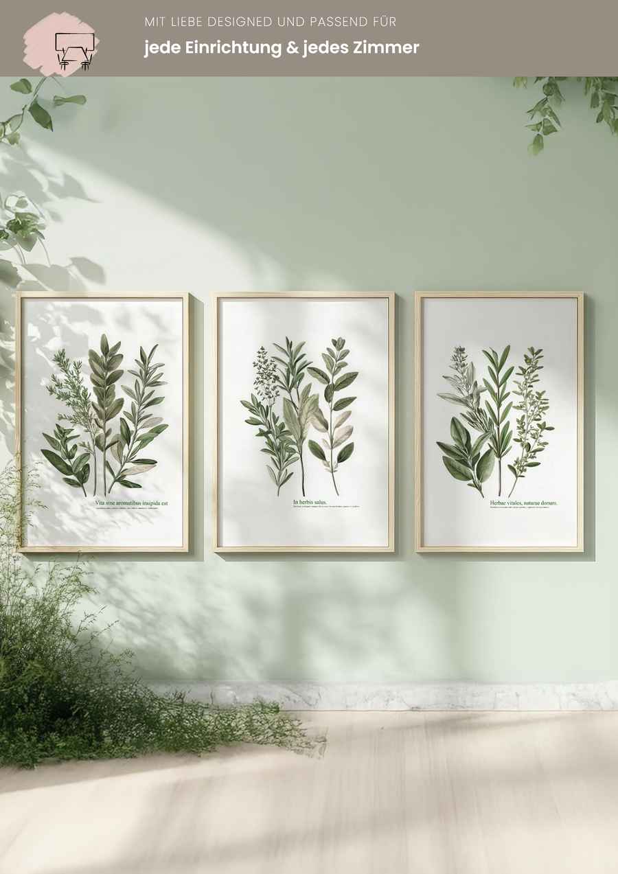Green Harmony 3er Poster Set für dein Wohnzimmer