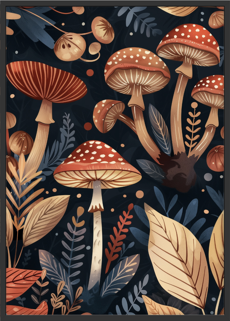 Poster | "Botanik Pilze" (Rahmen)