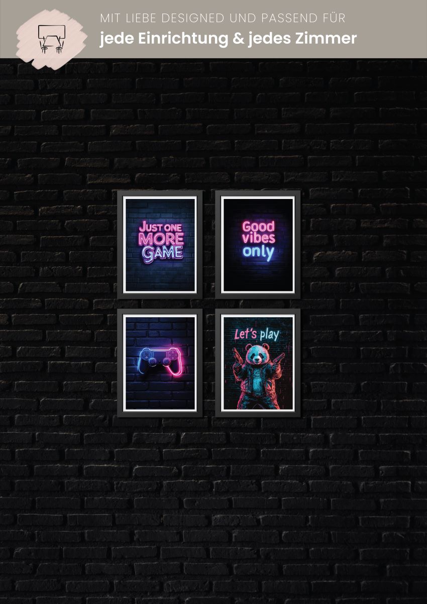 Neon Lights Poster Set Bunt