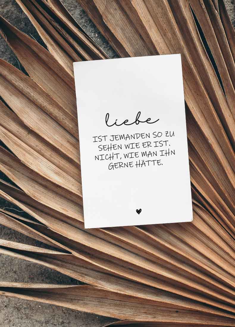 Postkarte für den Partner "Liebe ist jemanden so zu sehen wie er ist"