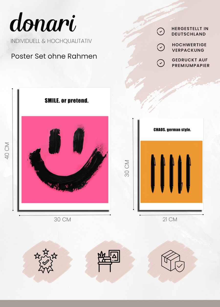 Bürokunst trifft Sarkasmus 3er Poster Set Details