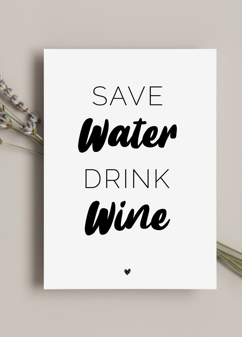 Safe Water Drink Wine Postkarte Weingeschenk