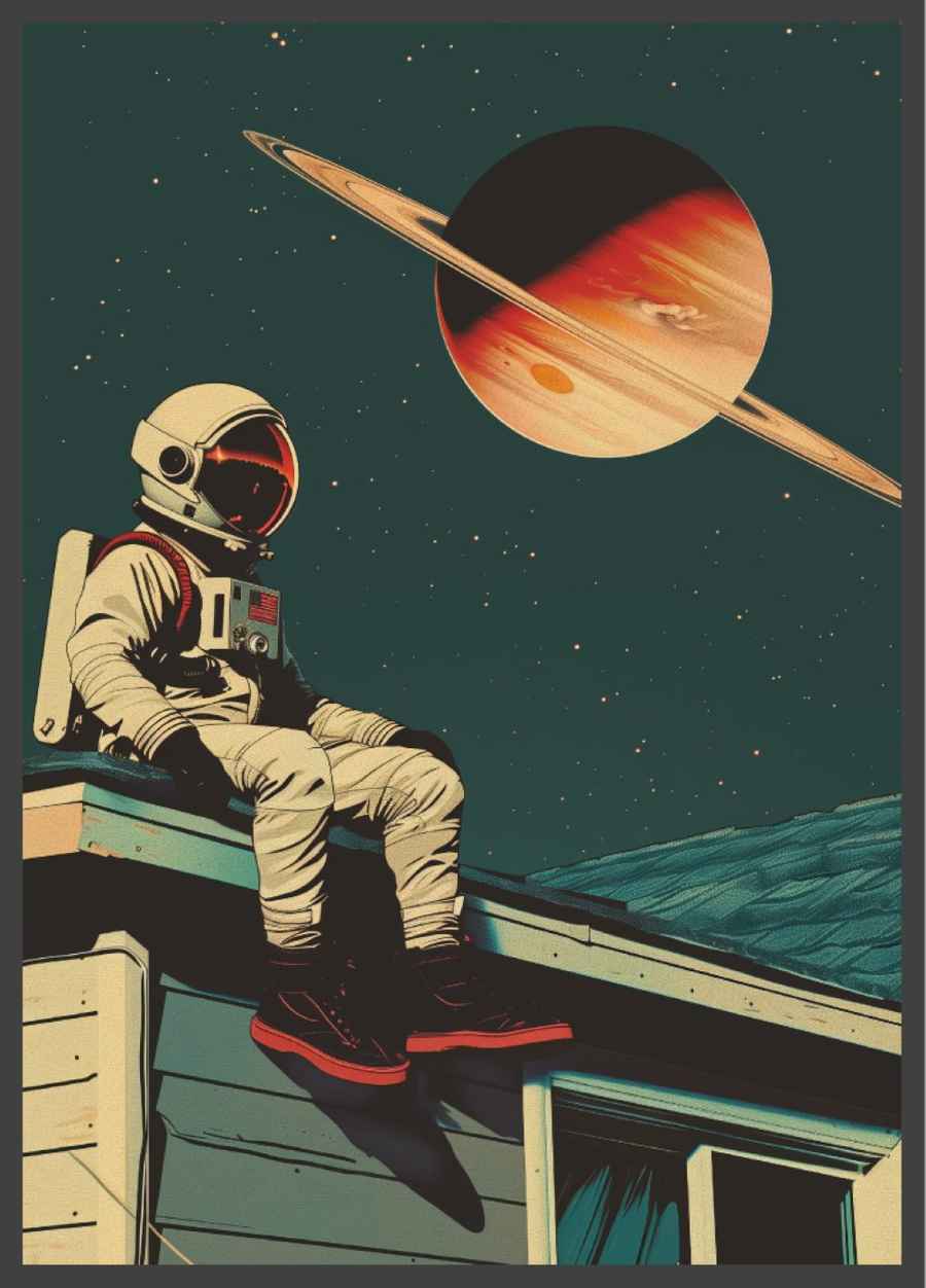 Astronaut im Retro Stil