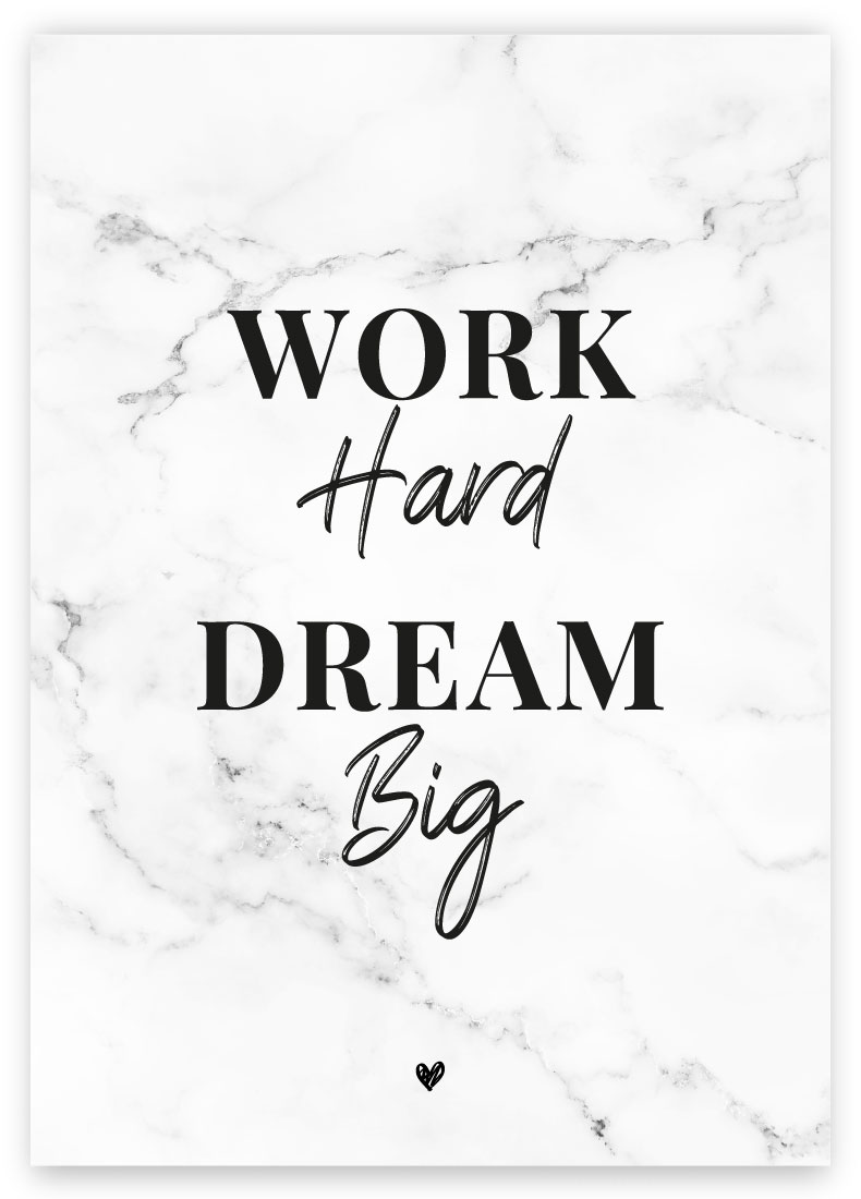 Work hard dream Big postkarte