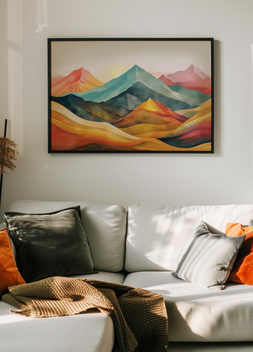 Bunte Berglandschaft für dein Wohnzimmer