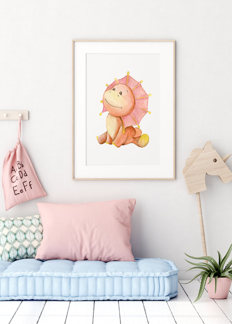 Dinosaurier Poster für Babyzimmer und Kindergeburtstagsgeschenk