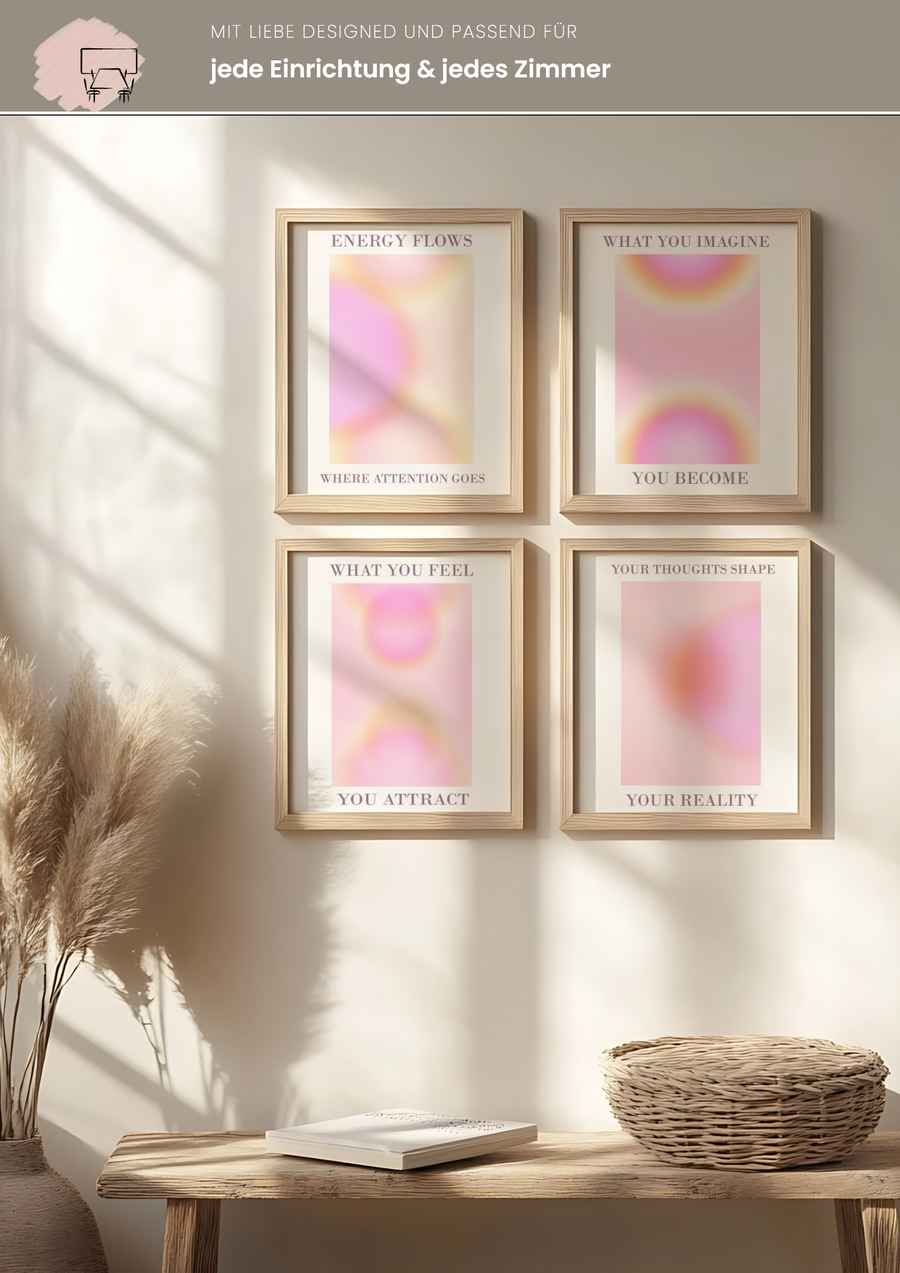 Mindful Energy 4er Poster Set für dein Wohnzimmer
