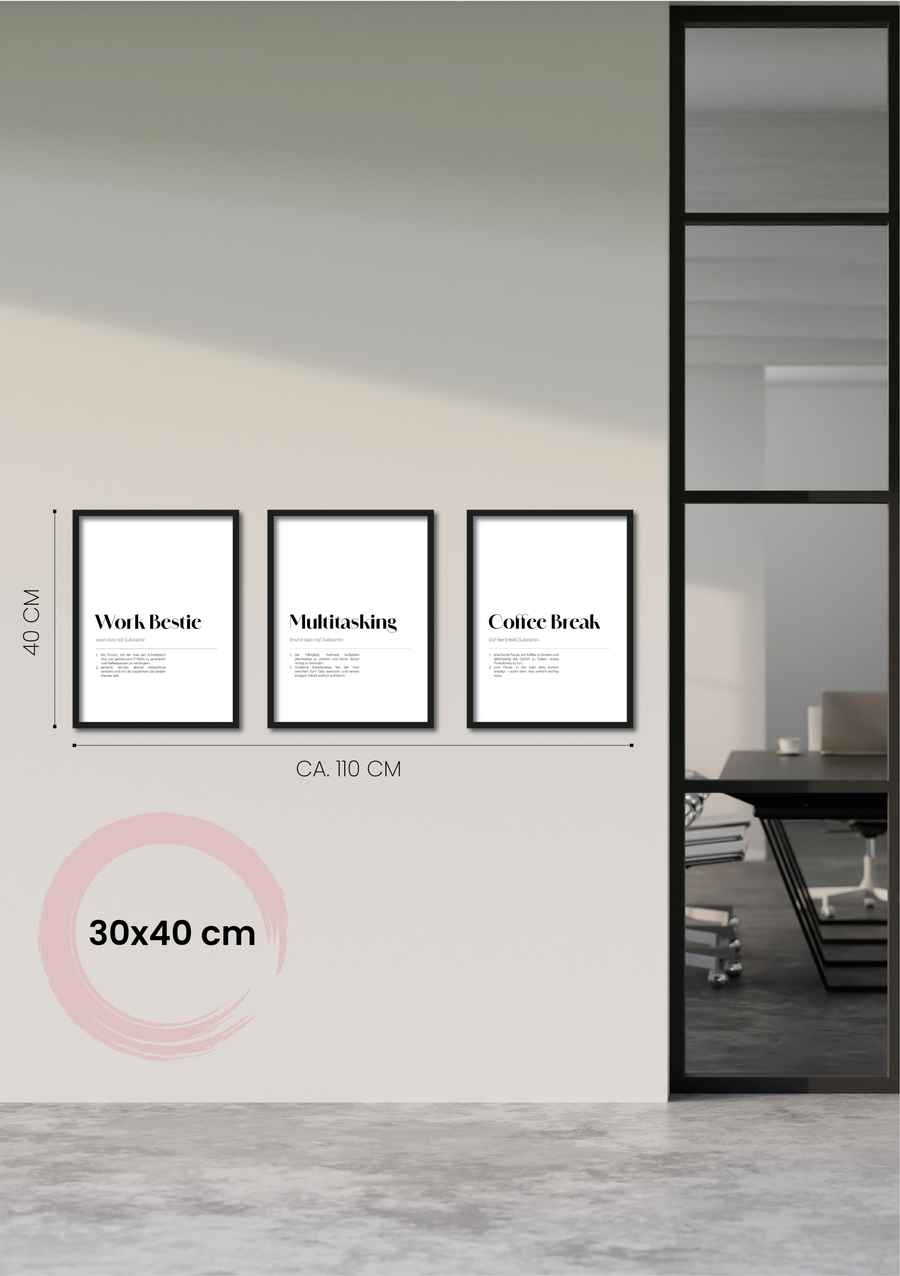 Work Humor Definitionen 3er Poster Set für dein Homeoffice in 30x40cm