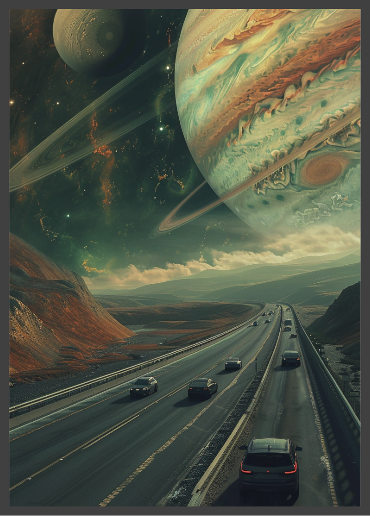 Poster | "Futuristische Straße auf Fremdem Planeten" (Rahmen)