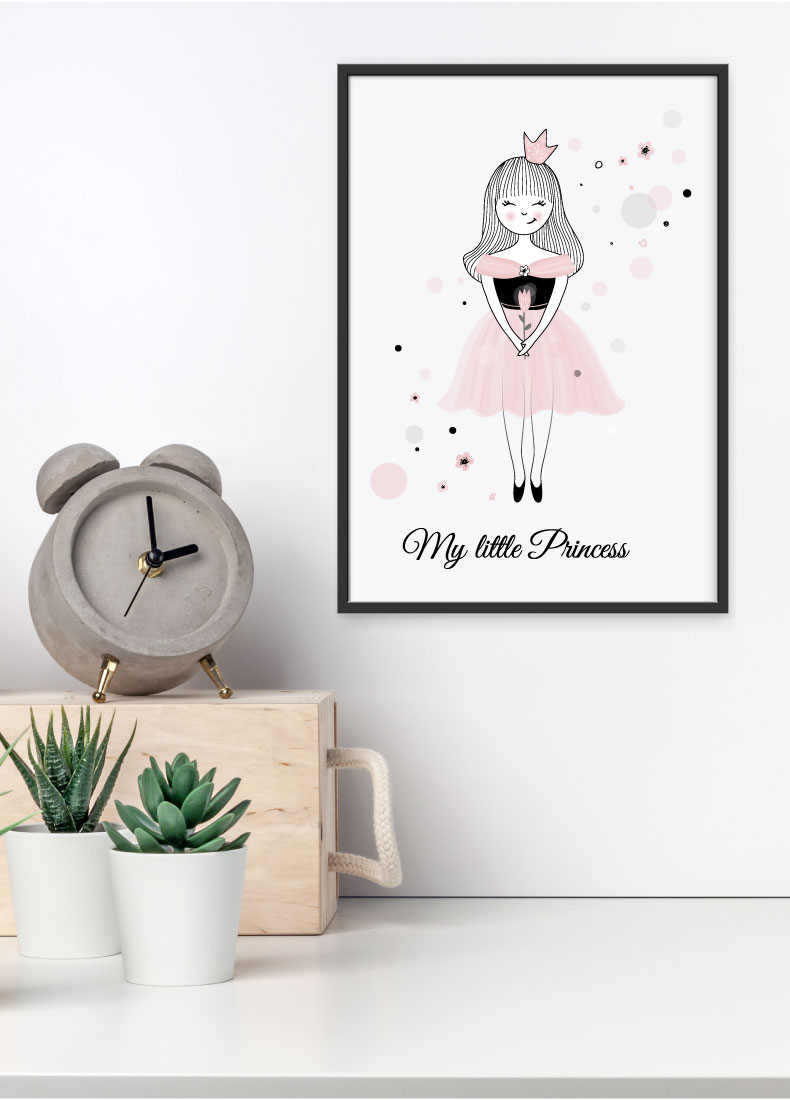 Mädchen Prinzessin Poster Rosa Wanddeko