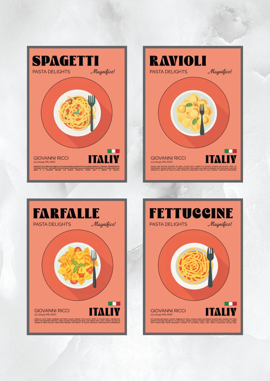 Pasta a Amore Poster auf dem Teller