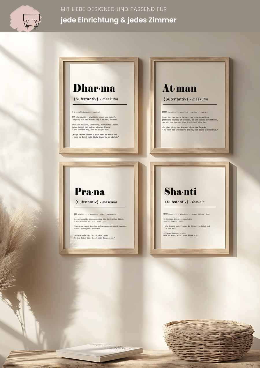 Sanskrit Inspiration 4er Poster Set für dein Wohnzimmer