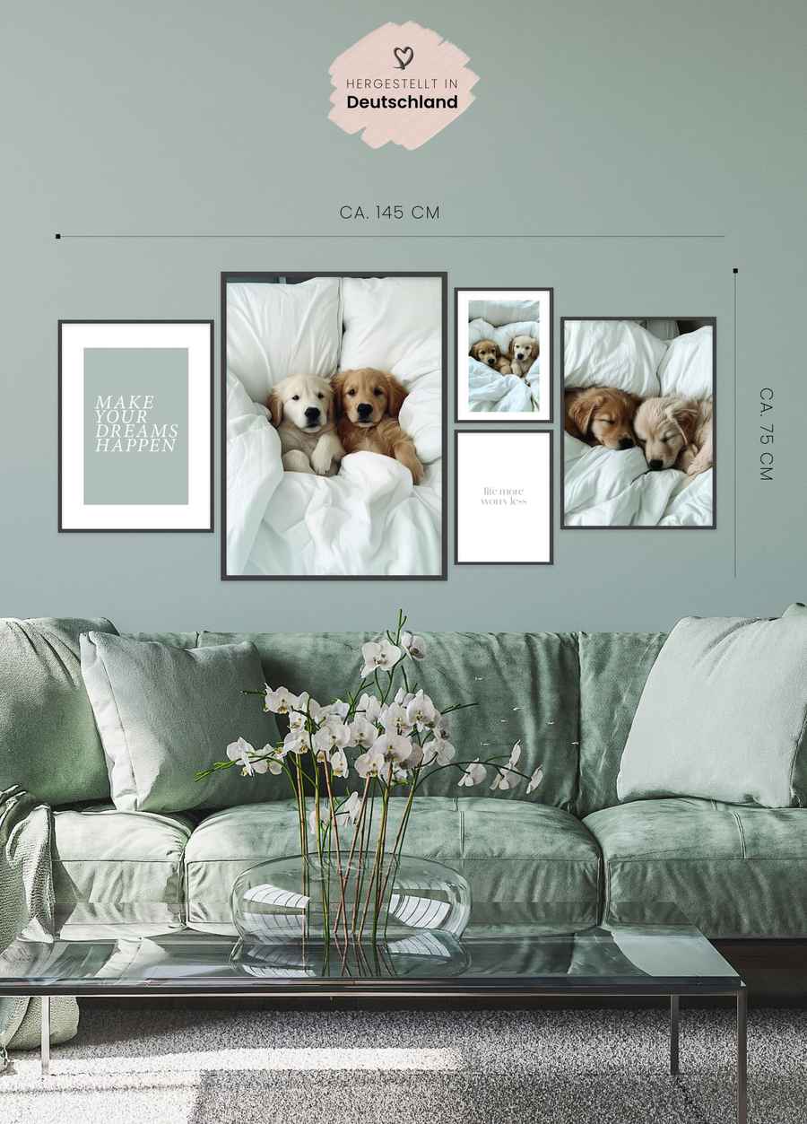 Golden Retriever Welpen Poster Set für dein Wohnzimmer