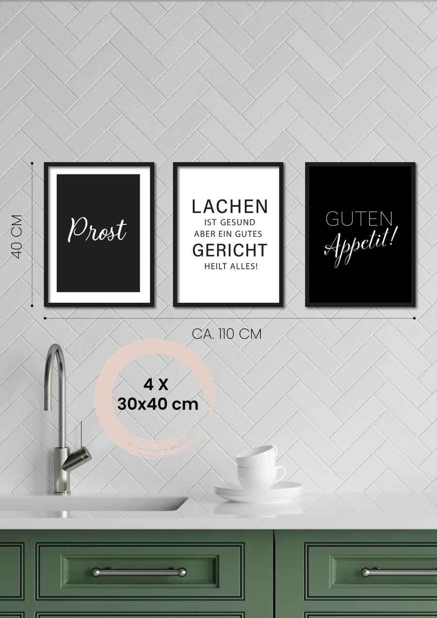 Küchenfreude 3er Poster Set für deine Küche