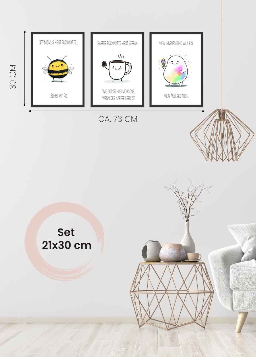 Lustige Sprüche mit Charme 3er Posterset 21x30cm