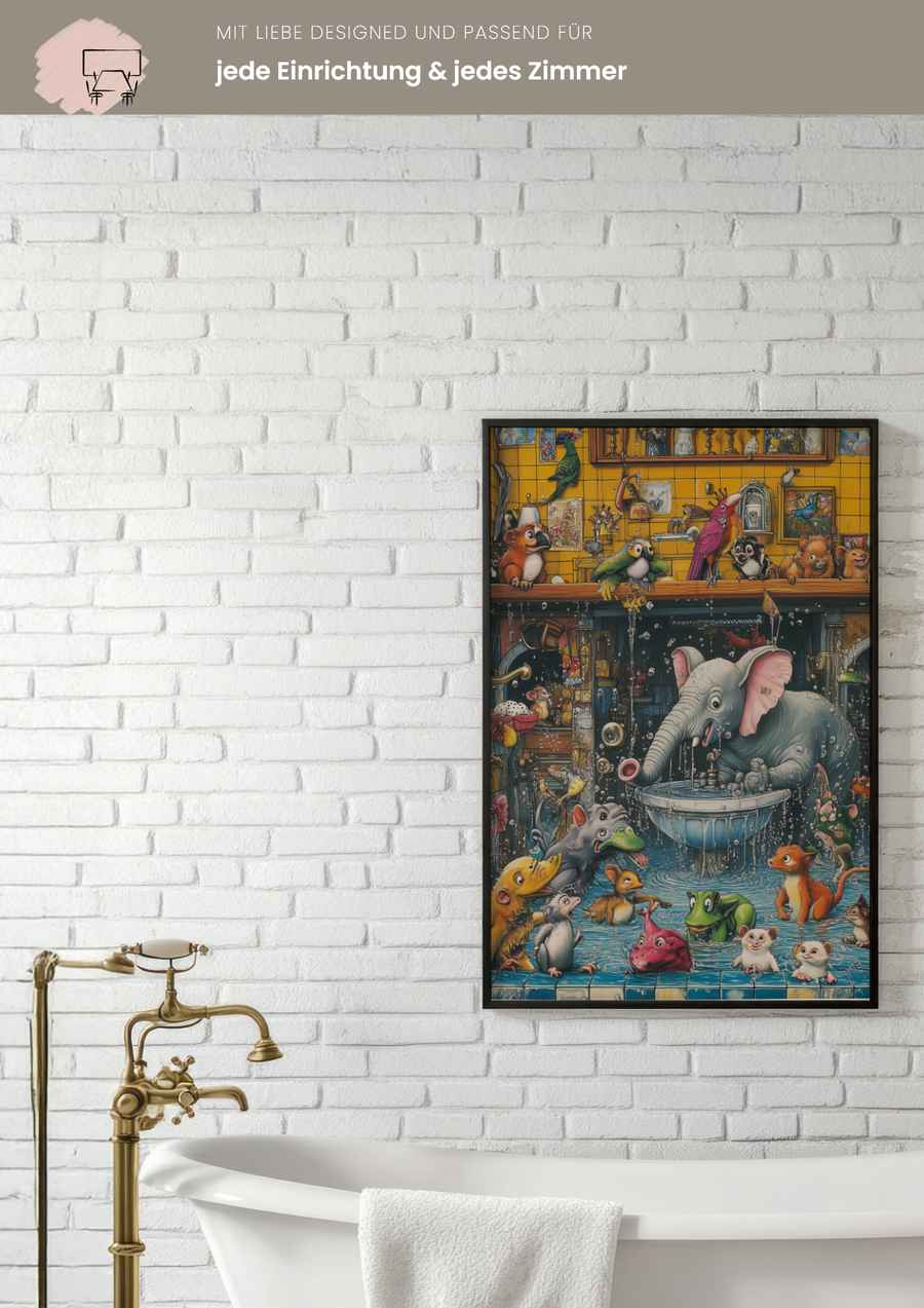 Tierischer Wasserspaß Poster für dein Badezimmer