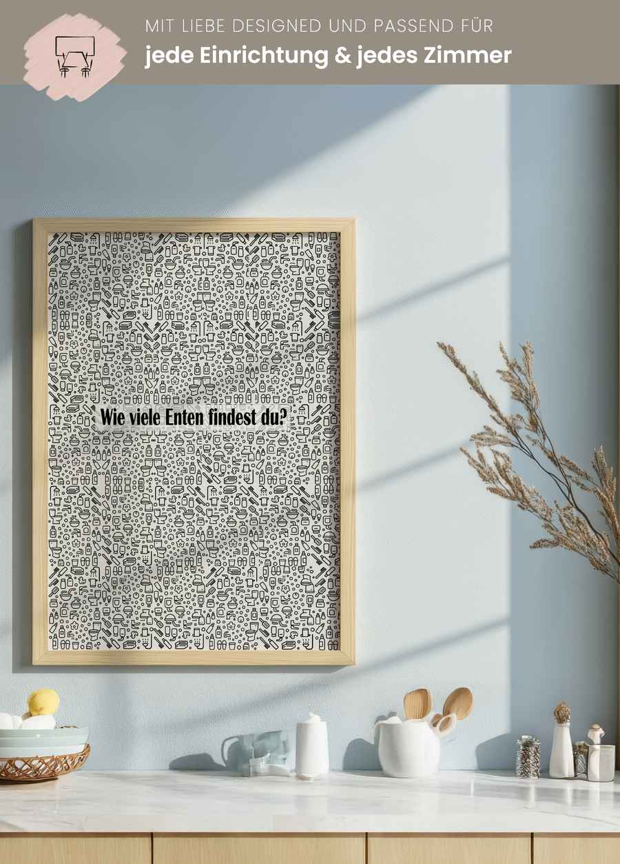 Wie viele Enten findest du? Poster für dein Badezimmer