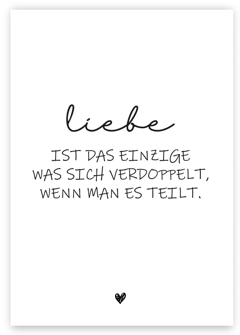 Postkarte mit Spruch "Liebe ist das einzige was sich verdoppelt..."