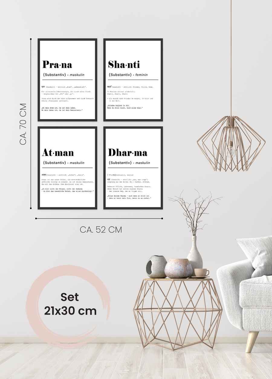 Sanskrit Inspiration 4er Poster Set für dein Wohnzimmer in 21x30cm