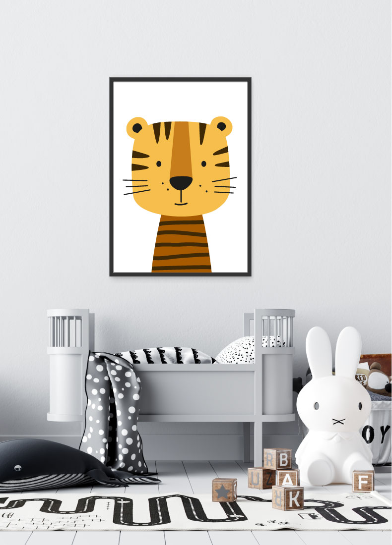 Tierposter mit Tiger Motiv für Babyzimmer und Kinder Geschenk