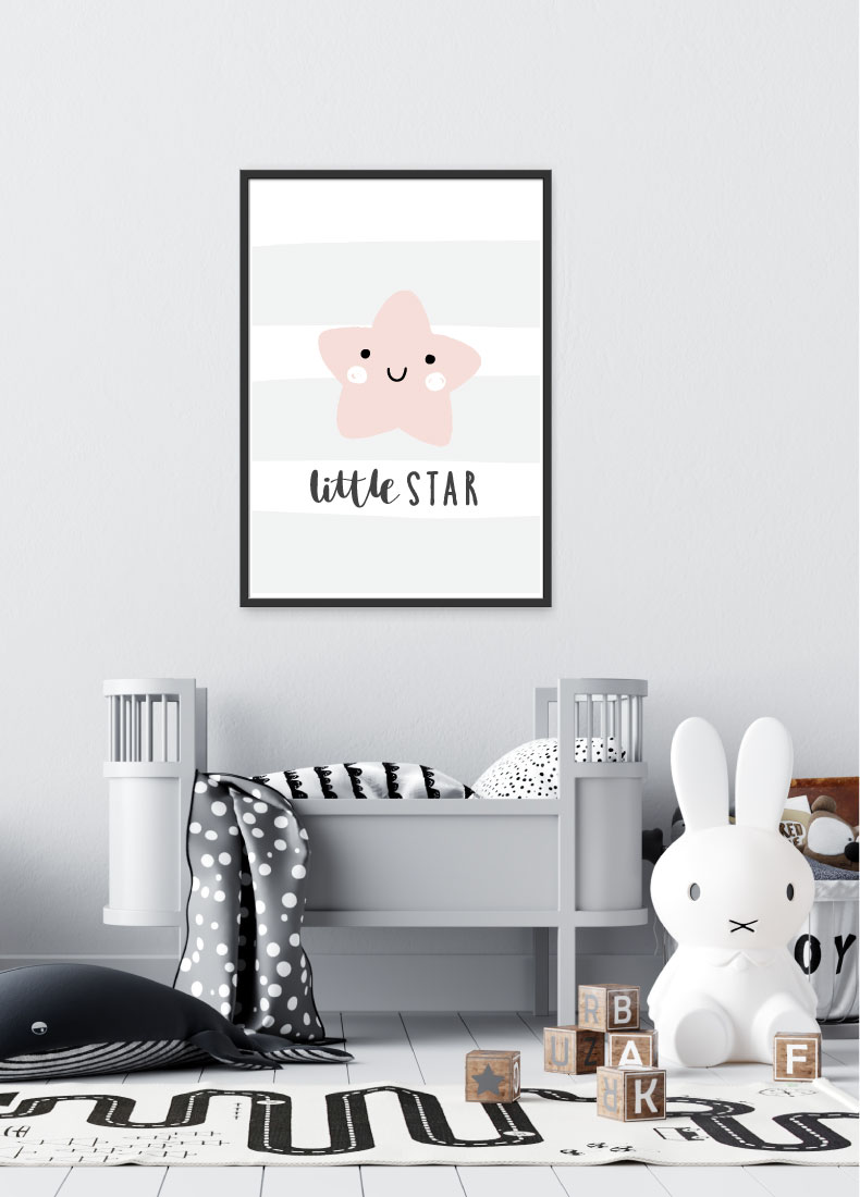 Little Star Mädchen Poster Rosa Wanddeko Kinderzimmer