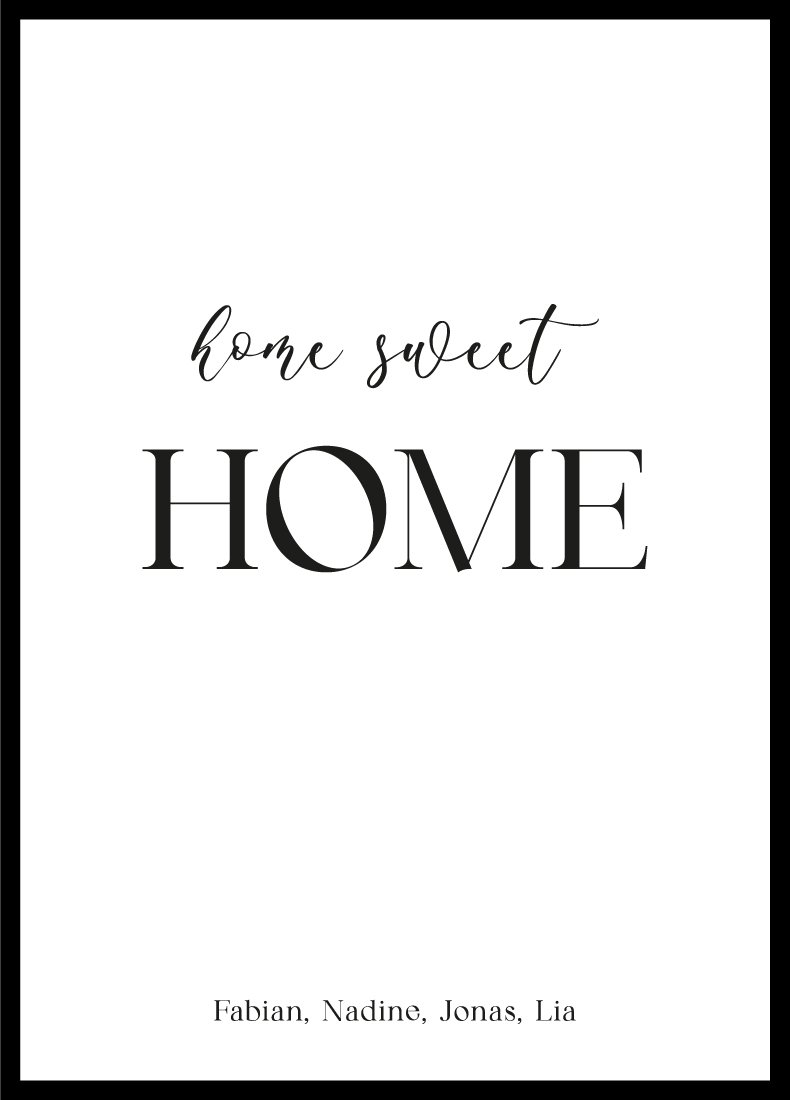 Home sweet home personalisierbares Familien Poster