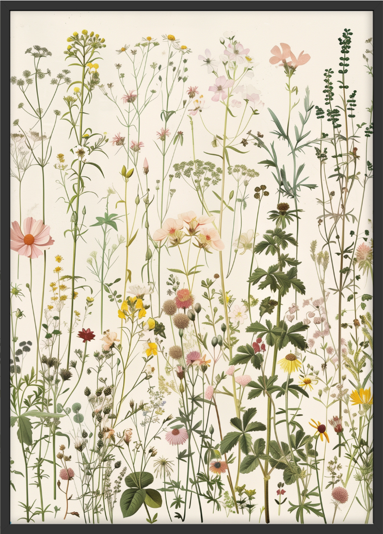 Poster | "Vintage Wildblumen" (Rahmen)
