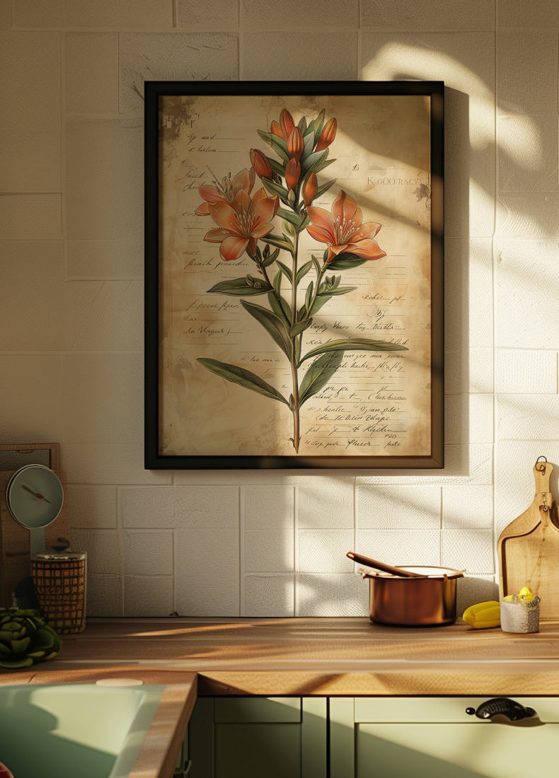 Poster | "Botanisches Vintage-Blumenposter" (Szene 1)