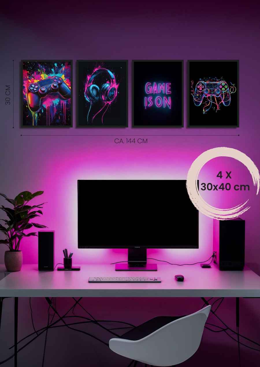 Neon Gaming Vibes Poster Set für dein Gamingroom