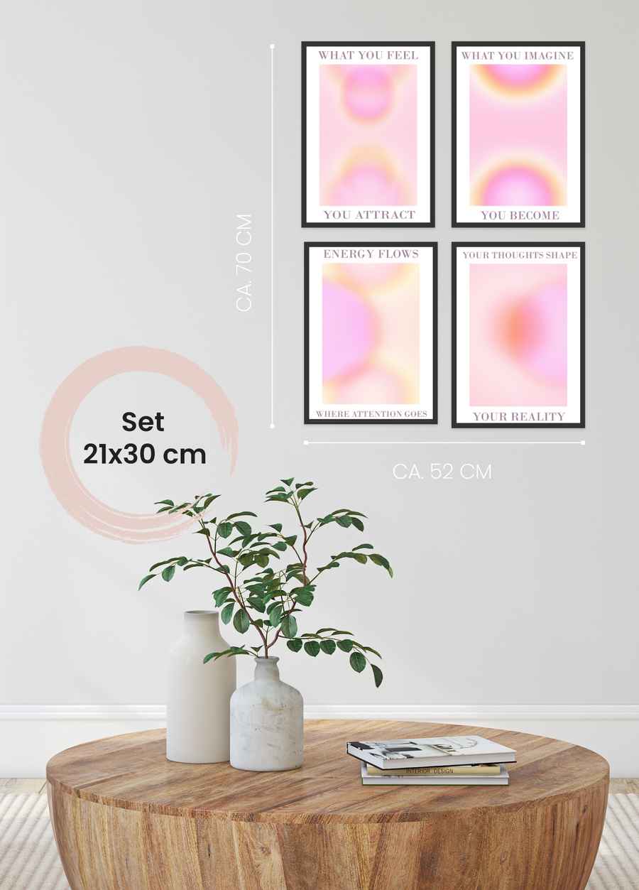 Mindful Energy 4er Poster Set für dein Wohnzimmer in 21x30cm