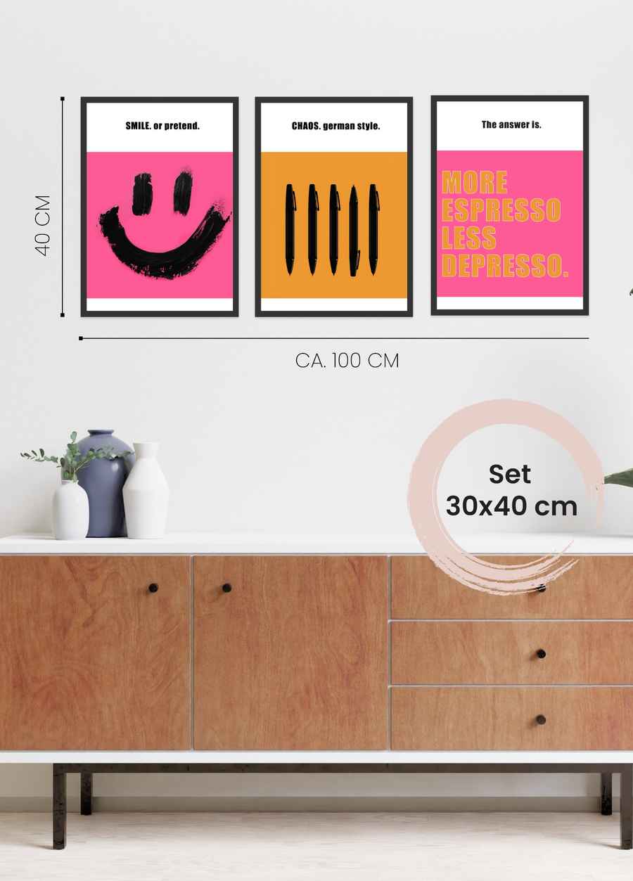 Bürokunst trifft Sarkasmus 3er Poster Set für dein Büro in 30x40cm