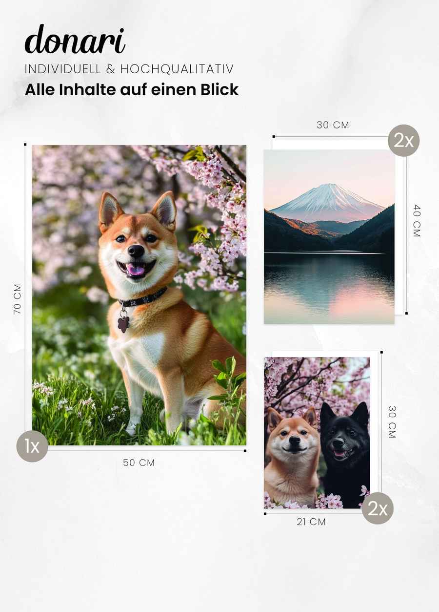 Shiba Inu Poster Set Braun Schwarz