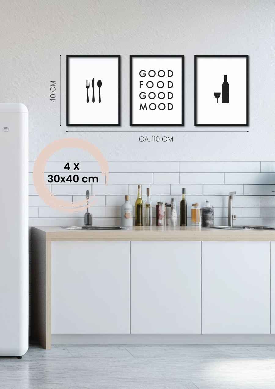 Good Food, Good Mood 3er Poster Set für deine Küche