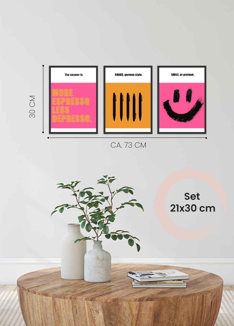 Bürokunst trifft Sarkasmus 3er Poster Set für dein Büro in 21x30cm