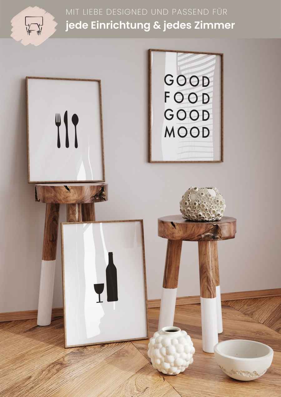 Good Food, Good Mood 3er Poster Set für dein Wohnzimmer