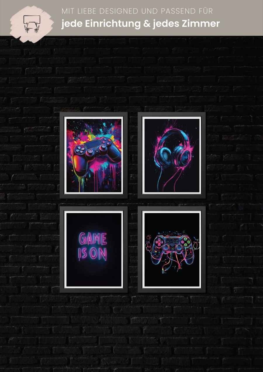 Gaming Vibes Poster Set Neon 