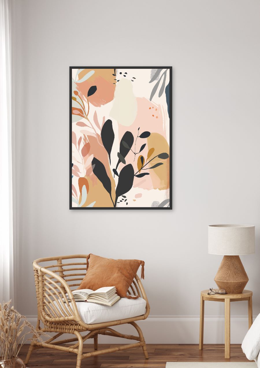 Poster | "Blumenposter Abstrakt Rosa und Orange" (Szene)