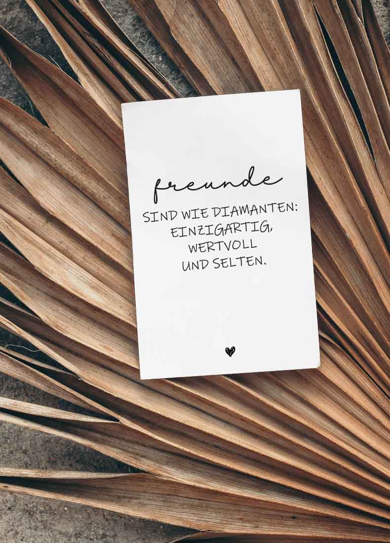 Postkarte mit Spruch Freunde sind wie Diamanten