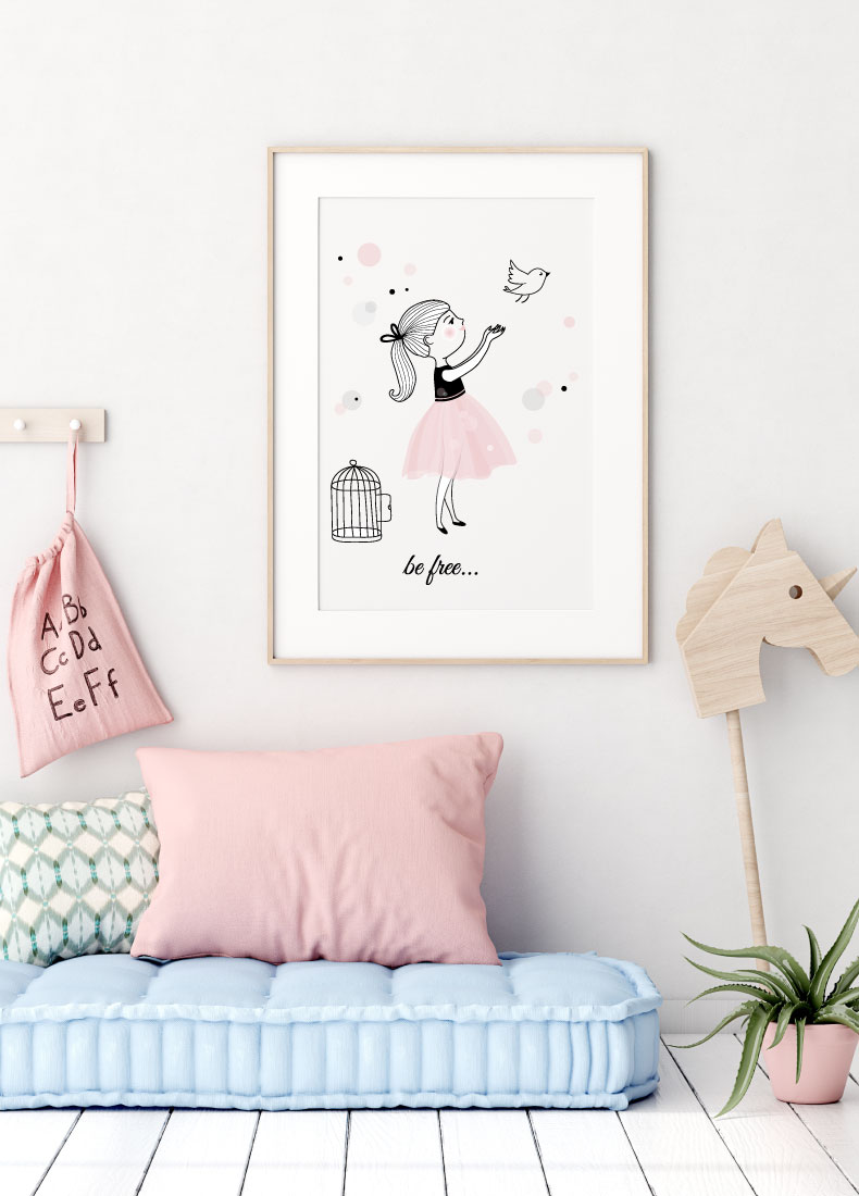 Mädchen Zimmer Poster Prinzessin Look Rosa