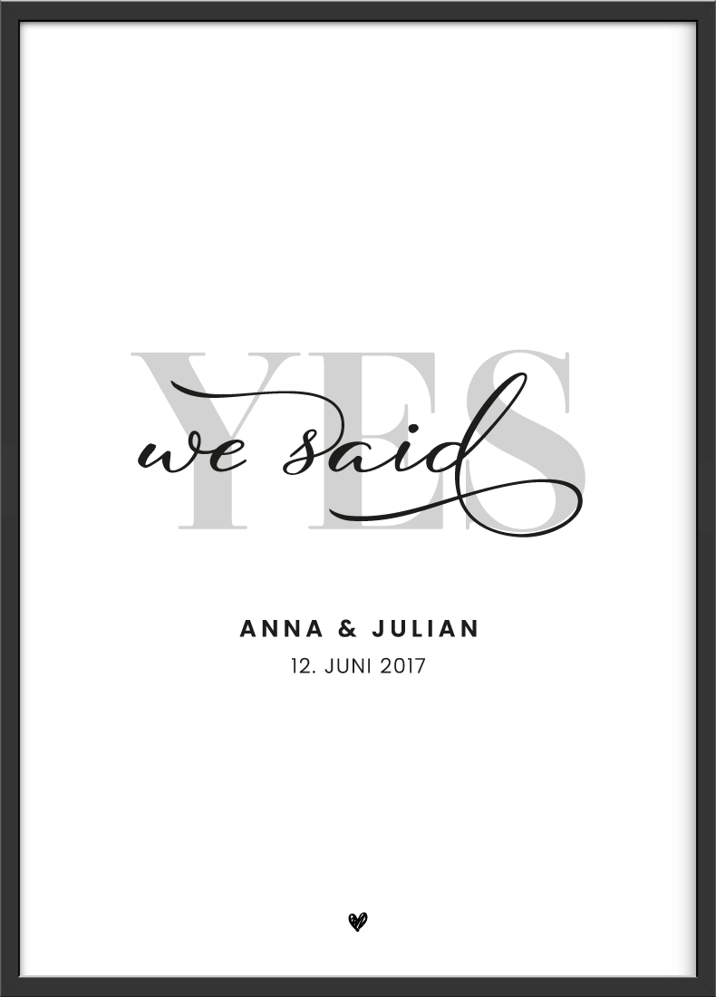 Pärchen just married Poster personalisierbar