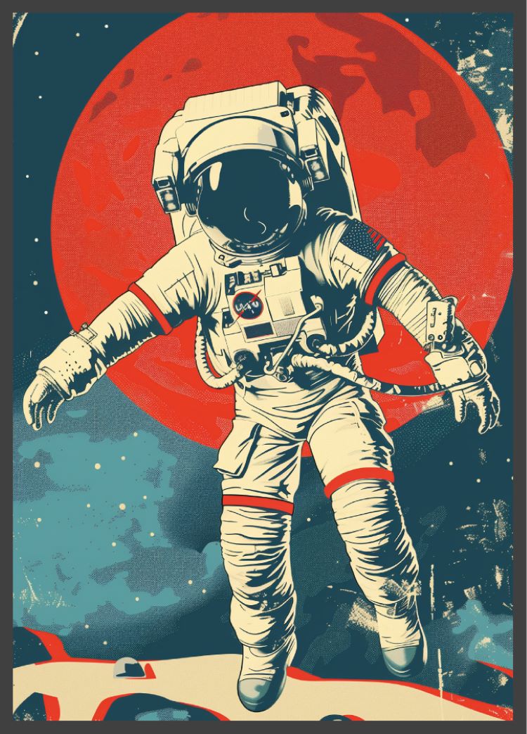 Astronaut in bunten Vintage Farben