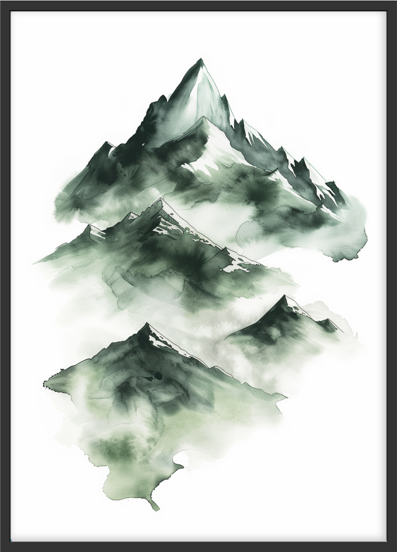 Poster | "Aquarell Berge" (Rahmen)