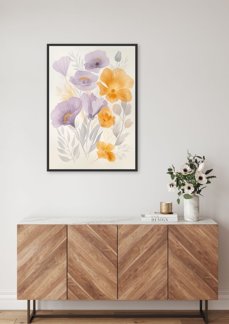 Poster | "Wasserfarben Blumen orange und lila" (Szene)