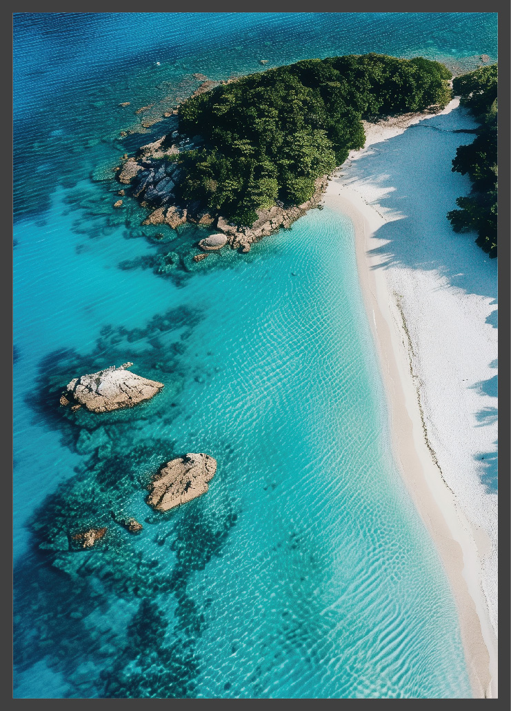 Poster | "Insel mit Sandstrand" (Rahmen)