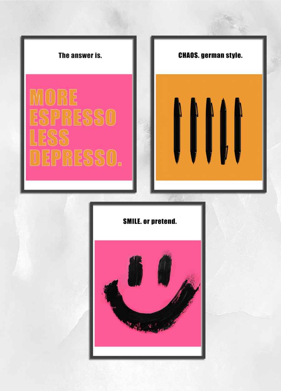 Bürokunst trifft Sarkasmus 3er Poster Set
