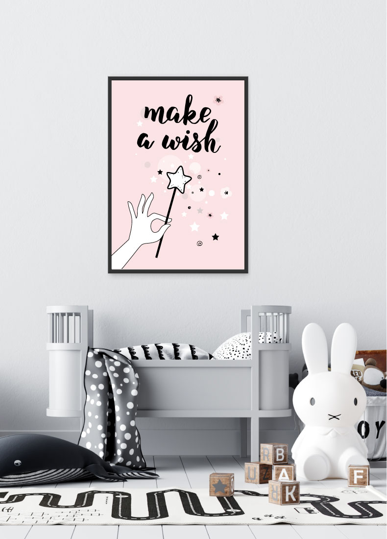 Prinzessin Poster Rosa Zauberstab Deko Mädchenzimmer