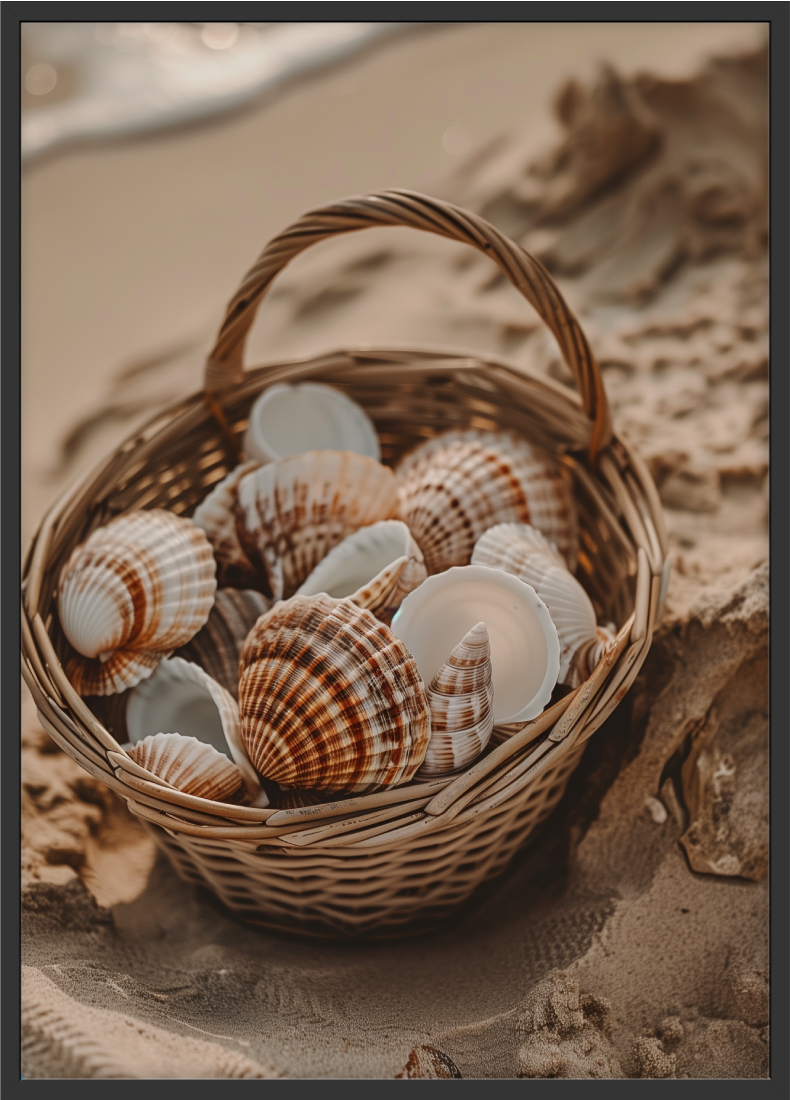 Poster | "Muscheln am Strand" (Rahmen)