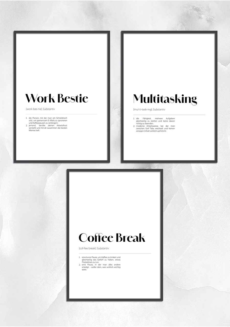 Work Humor Definitionen 3er Poster Set