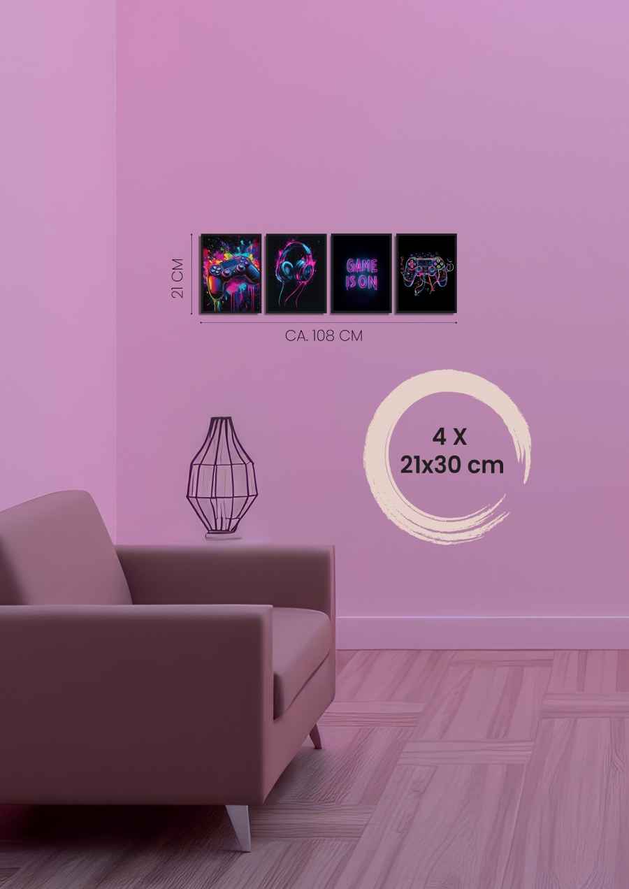 Neon Gaming Vibes Poster Set für dein Wohnzimmer