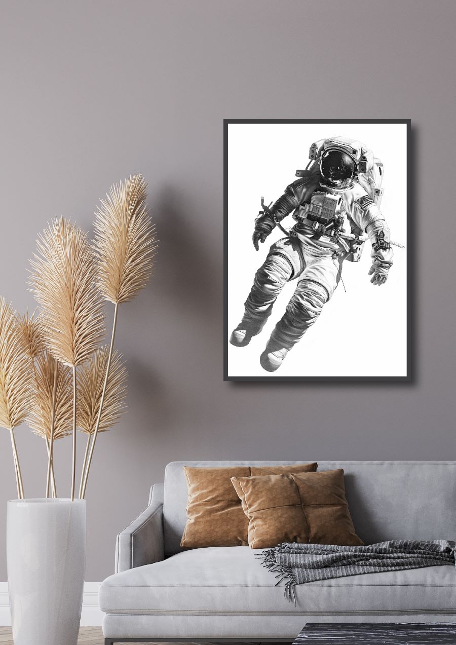 Astronaut im Sketch Stil schwarz weiß